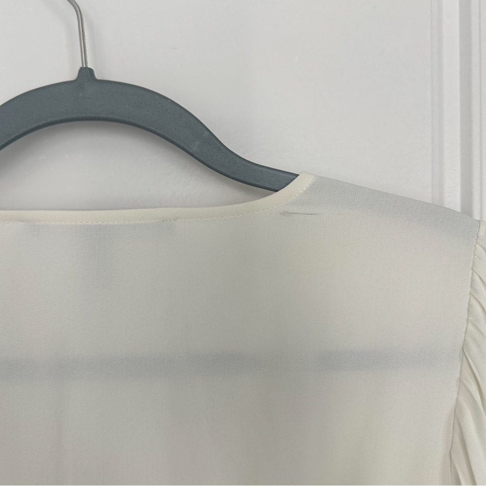 White House Black Market Pintucked Banded Bottom Blouse, White Cream | Size 4 - Picture 8 of 8